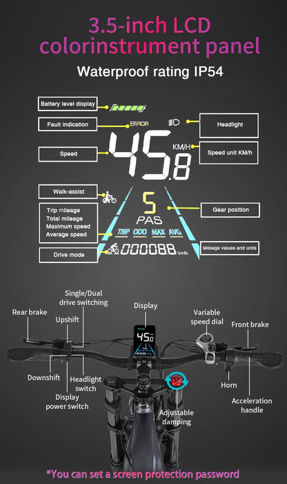 Nathaniel SYR09 adult electric bike, Dual motor 2000W,26*4.0Fat tires,48V20Ah,55KM/H, All terrain off-road E-bike
