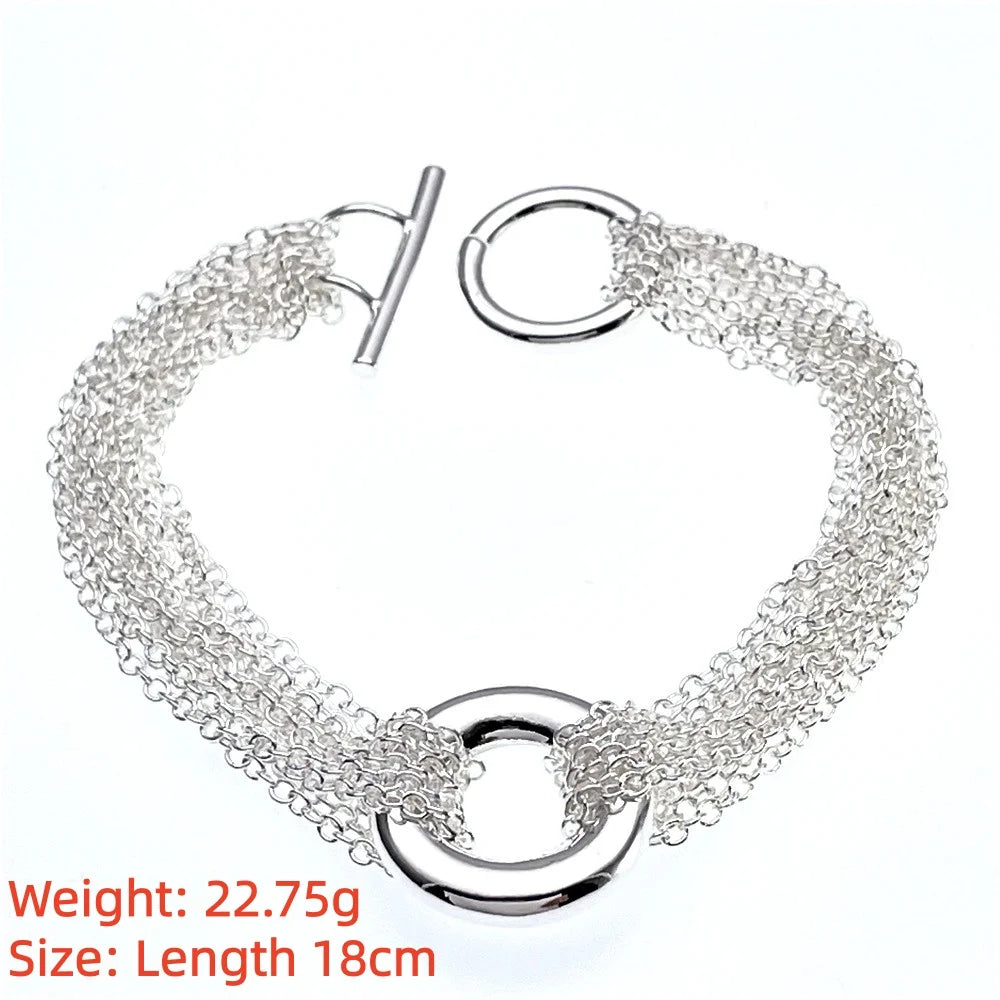 925 Sterling Silver Bracelet Tassel O Bracelet Women Simple Fashion Bracelet Birthday Wedding Anniversary Jewelry Gift