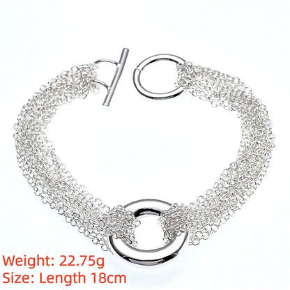 925 Sterling Silver Bracelet Tassel O Bracelet Women Simple Fashion Bracelet Birthday Wedding Anniversary Jewelry Gift