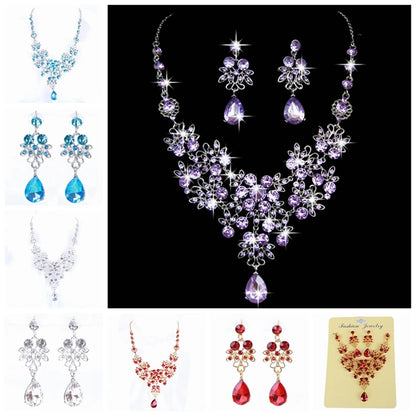 Women Wedding Jewelry Set Gold Color Zirconia Bridal Necklace Earring Pendant Set For Bride Bridesmaid Gift Wedding Accessories