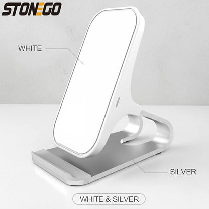 Wireless Charger Mount 10W 7.5W 5W Qi Fast Charging Pad Case Friendly with Dual Coils Anti-Slip Rubber Type C Input