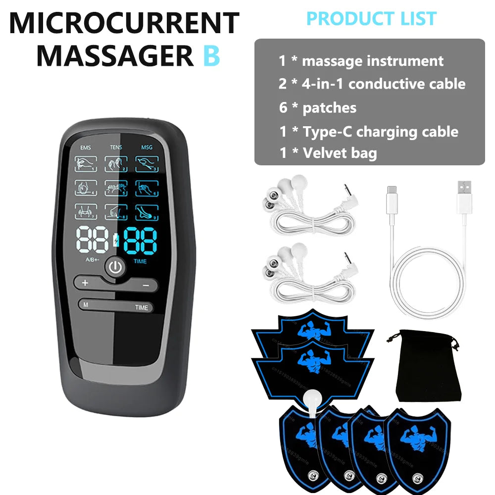 Electric 9 Modes Digital Therapy Muscle Stimulator Physiotherapy Microcurrent Tens electrostimulator EMS Pulse Body Massager