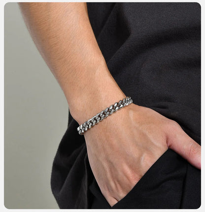 Vnox 6/8/10/12mm Cuban Chain Bracelets for Men Women, Solid Stainless Steel Curb Link Chain Wristband Jewelry