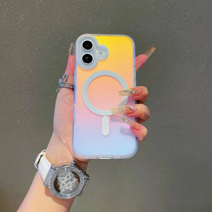 NEW For Iphone 17 Pro Max Laser Color-Changing Matte Phone Case 17Pro Magnetic Cover 17Air Gradient Colors cases Sun Set Sky