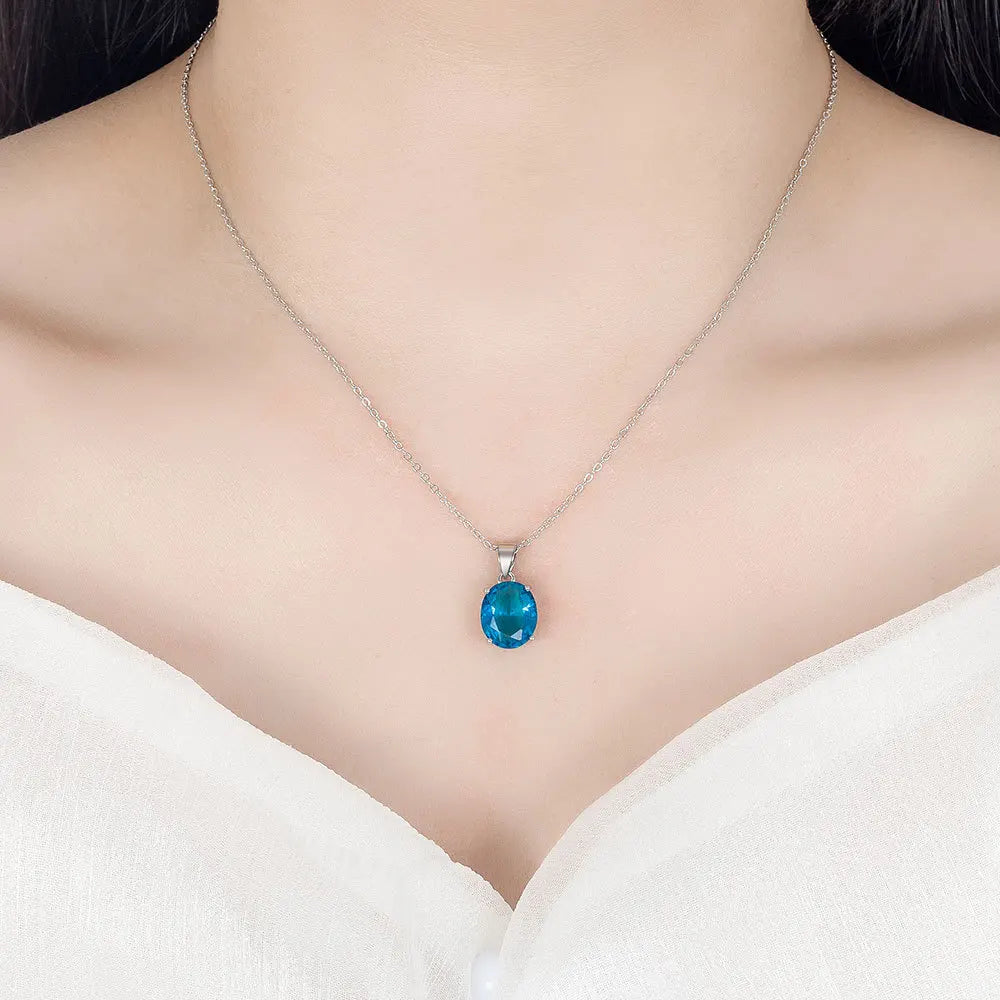 925 Sterling Silver Elegant Women's Jewelry Sets Ellipse Zircon Ring Necklace Earrings Accessories Juwellery Argent 925