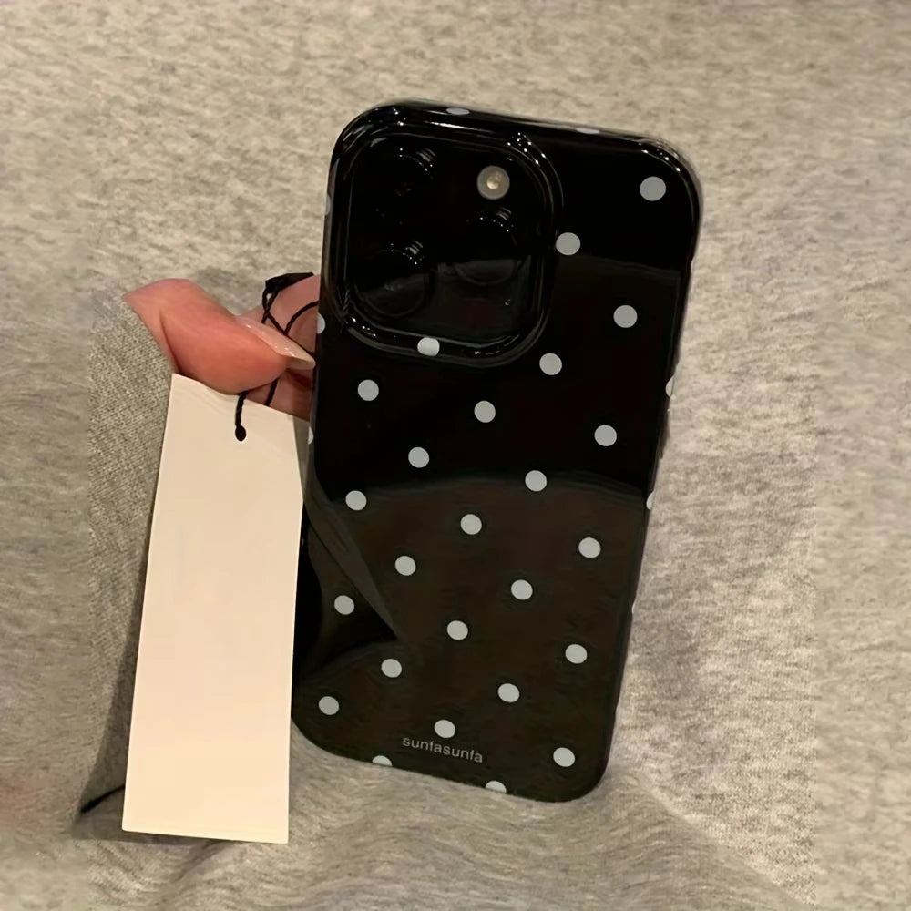 Minimalist Black White Polka Dot Phone Case For iPhone 17 Air 16 Pro Max 15 14 Plus 13 12 Mini 11 Shockproof Silicone Back Cover