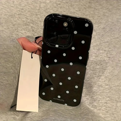 Minimalist Black White Polka Dot Phone Case For iPhone 17 Air 16 Pro Max 15 14 Plus 13 12 Mini 11 Shockproof Silicone Back Cover