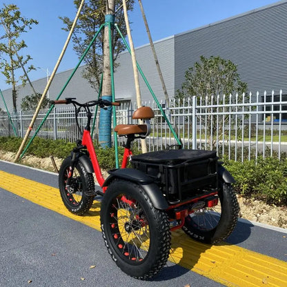 Folding Electric Trike 20'' Fat Tire For Adults 350W Ebike Motorized Electric Three Wheels Bicycle Basket Electric Tricycle
