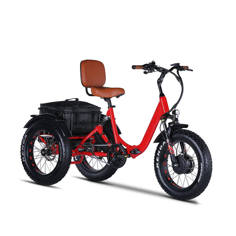 Folding Electric Trike 20'' Fat Tire For Adults 350W Ebike Motorized Electric Three Wheels Bicycle Basket Electric Tricycle