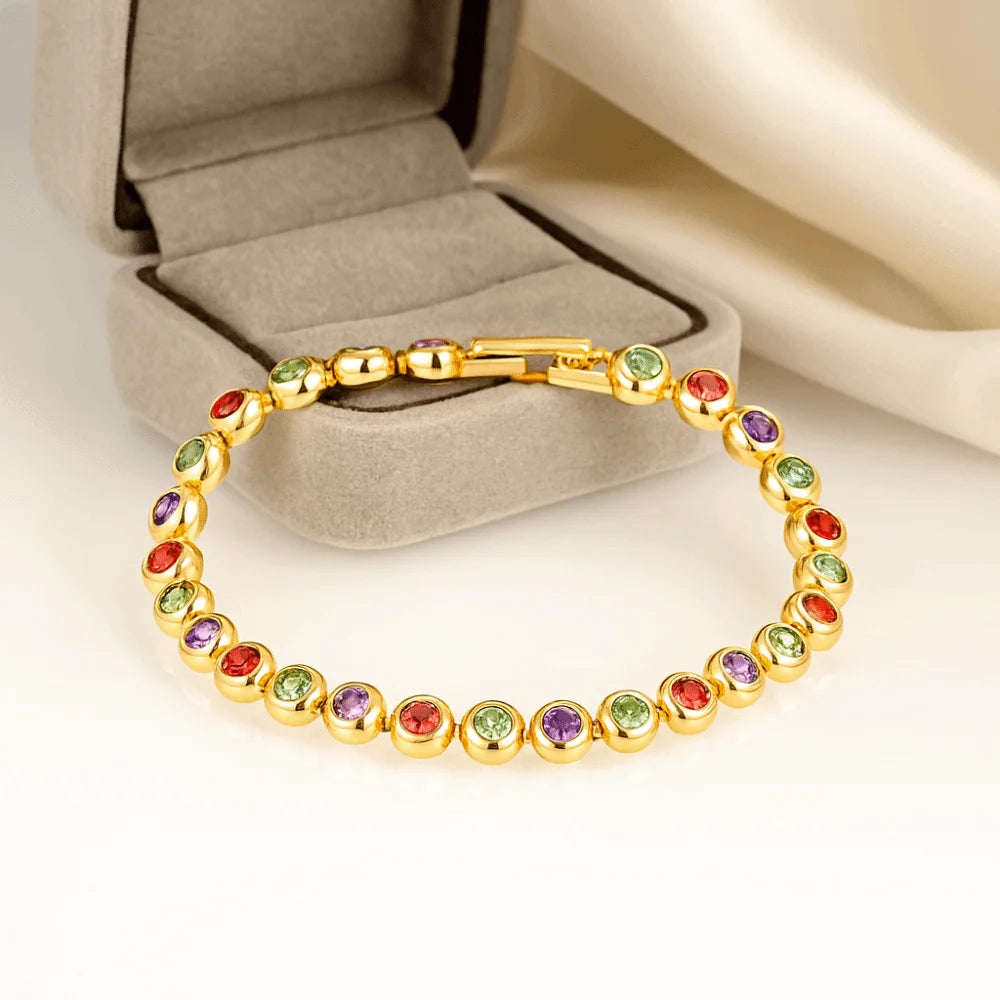Jewelry Shiny Zirconia Bracelet Handmade Ornaments Luxury Gold Color Bangle Unique High-end Round Shape Cuff Bracelet