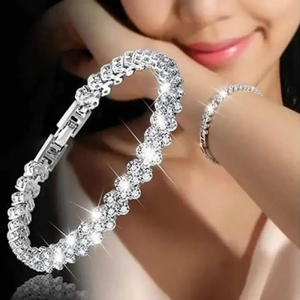 Elegant Bracelets for Women Chain Cubic Zircon Rhinestone Shiny Inlaid Bangle Bracelet Gifts Acier Inoxydable браслеты наруку