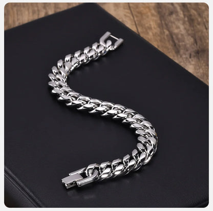 Vnox 6/8/10/12mm Cuban Chain Bracelets for Men Women, Solid Stainless Steel Curb Link Chain Wristband Jewelry