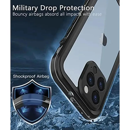 Full Sealed Clear IP68 Waterproof Case For iPhone 16 15 14 13 12 11 17 Pro Max 12 Mini XR Shockproof Cover with Screen Protector