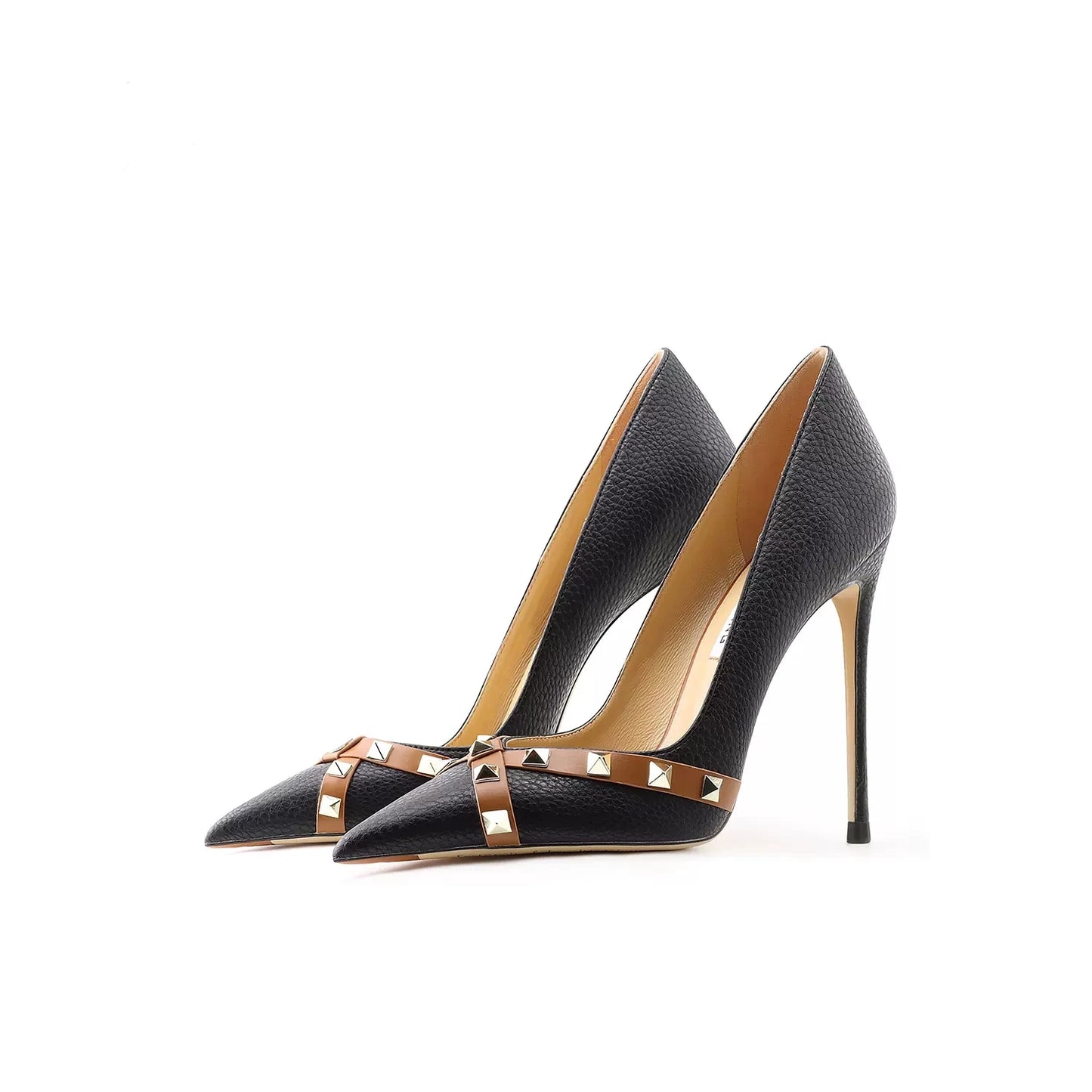 Patent Leather 2025 Star Style Luxury Rivets Women Shoes High Heels Pointed Toe Pumps Wedding Shoes Evening Dress Shoes 34