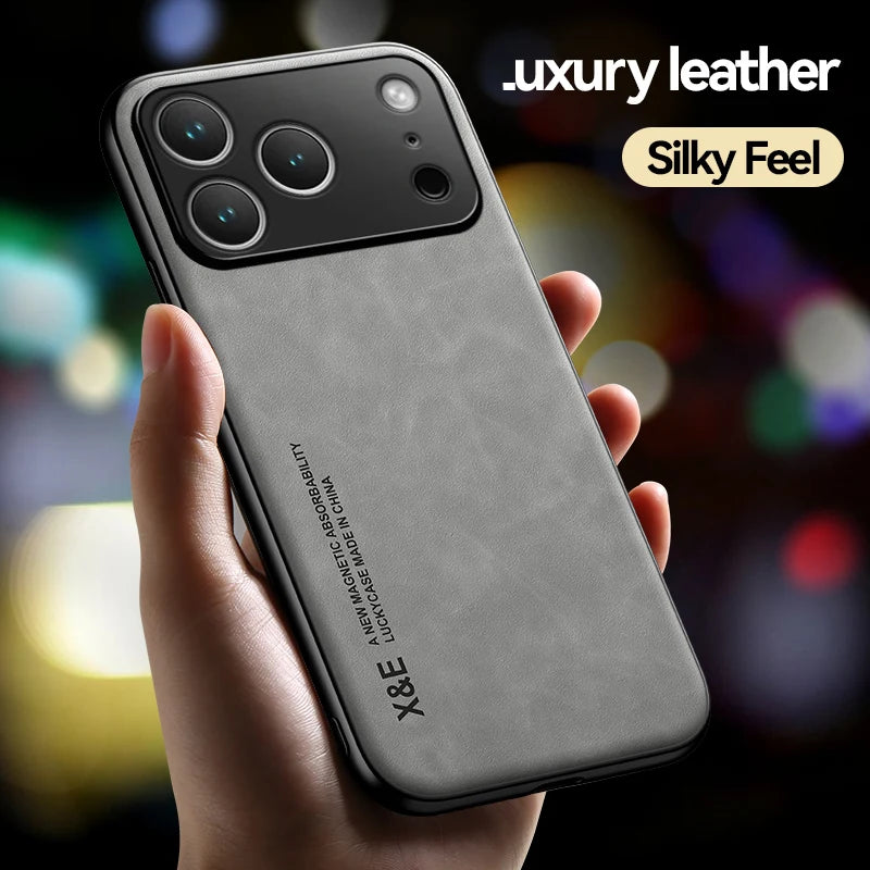 Fashion Leather Funda for iPhone 17 Pro Max 17 Air Case Ultra Thin Car Magnetic Protection Phone Cover Capa