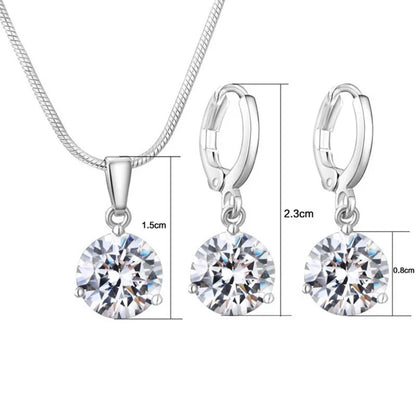 Classic Wedding Jewelry Set For Women Multicolor Zircon Silver Color Earrings Necklace Fashion Gift Jewellery