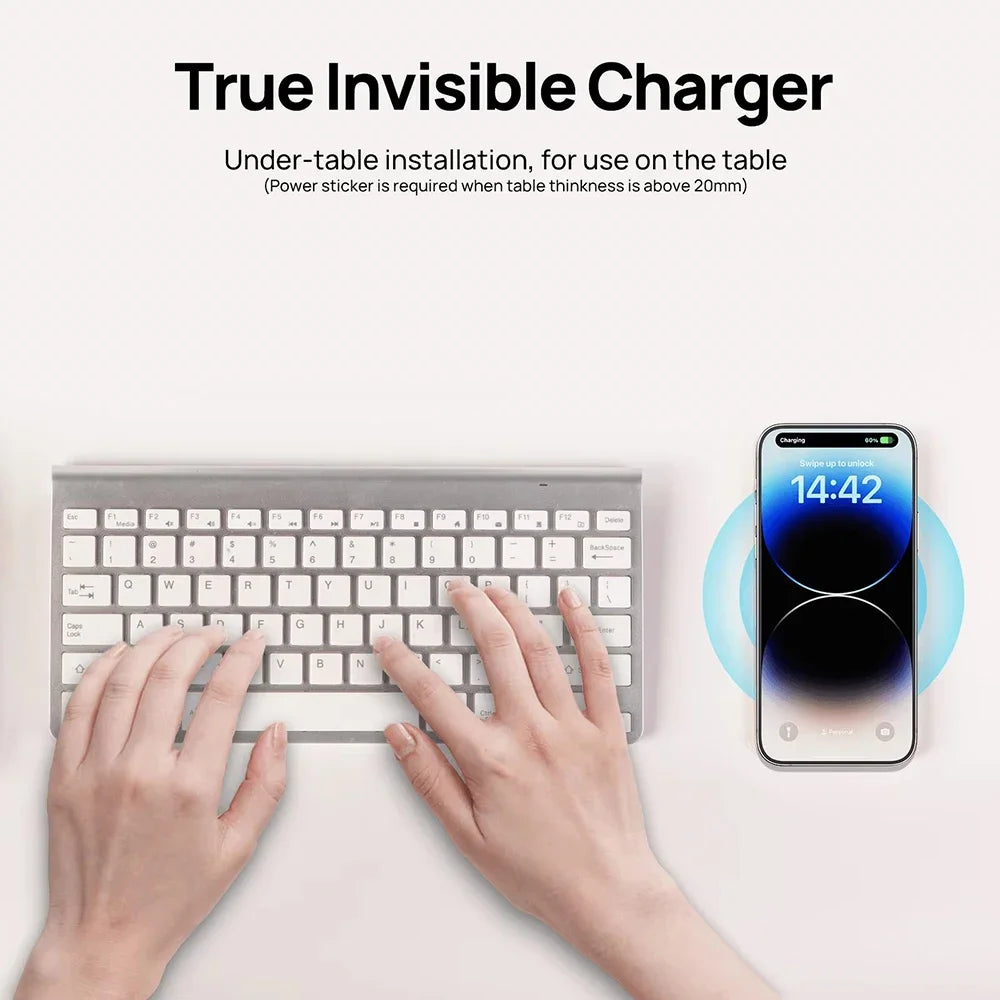 Built in Desktop Device Fast Wireless Charger 30W Quick Charger 3.0 Embedded Caricabatter Tipe C Chargeur Induction Charging