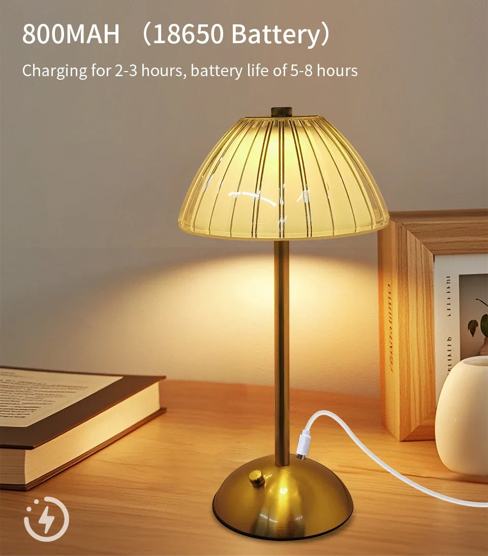 Table Lamp LED Touch Sensor  Dimmable Desktop Night Light Rechargeable Wireless Reading Lamp for Hotel Bar Bedroom Decor Light