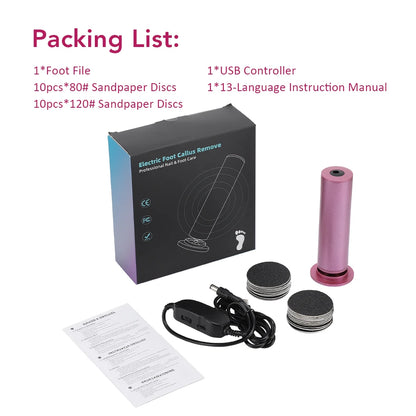 Electric Foot Callus Remover Foot Care File Heels Dead Skin Pedicure Tool Electronic Foot Grinder and Replacement Sandpaper