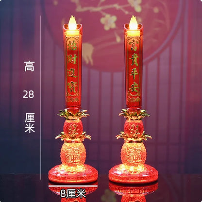 God of Wealth Lamp, Simulated Flame LED Electric Candle, Smokeless Electronic Candle Holder, Buddha Lamp, Household, Plug-in