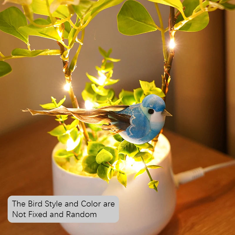 LED Flower and Bird Potted Lamp, Artificial Flower Table Lights, for Camping Gift Living Room Bedroom Mother Home Decor Lamp