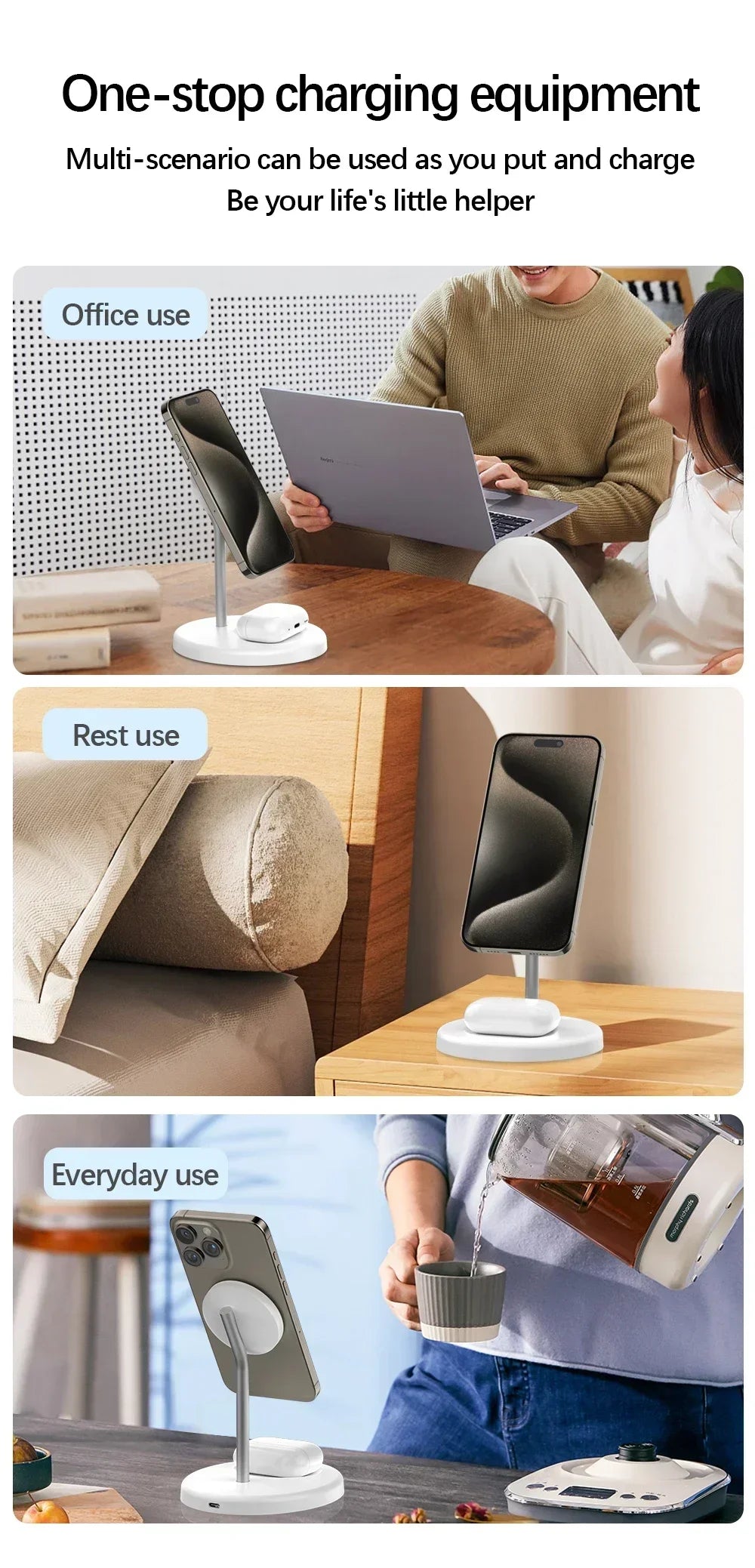 2-in-1 Wireless Fast Charger for iPhone 15/14/13/12 Pro Max & AirPods Pro – Upgraded Foldable Charging Dock