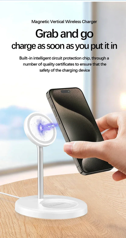 2-in-1 Wireless Fast Charger for iPhone 15/14/13/12 Pro Max & AirPods Pro – Upgraded Foldable Charging Dock