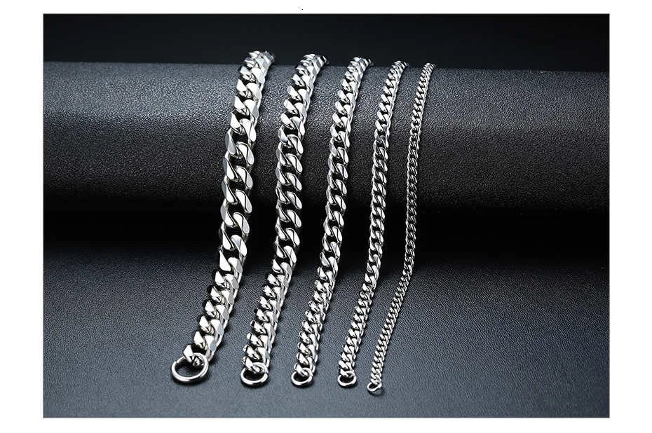 Vnox Mens Simple 3-11mm Stainless Steel Curb Cuban Link Chain Bracelets for Women Unisex Wrist Jewelry Gifts