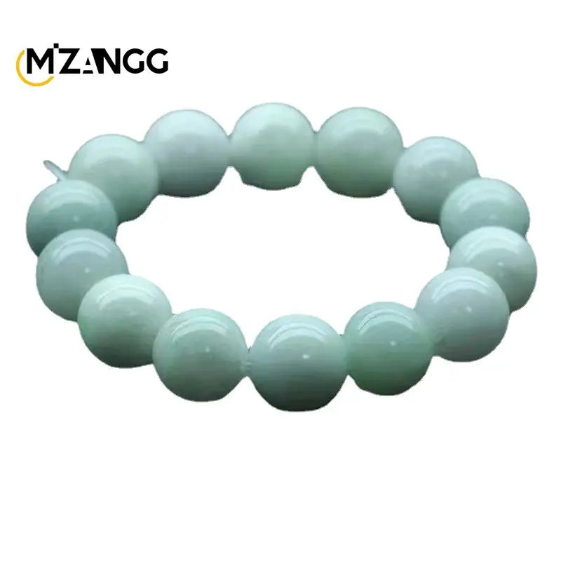 Natural Jadeite Bracelet Jadeite Bangle Men Women Healing Jewelry Burma Jades Round Beads Elastic Beaded Bracelets