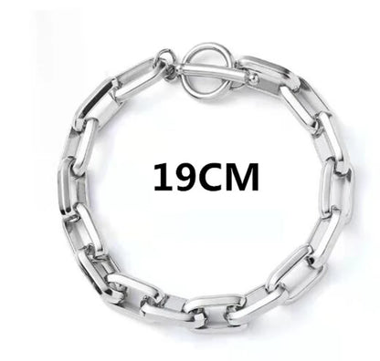 Titanium Steel Hip-hop Bracelet OT Buckle Punk Cuban Chain Bangle for Men's Women's Couple Anniversary Holiday Gift