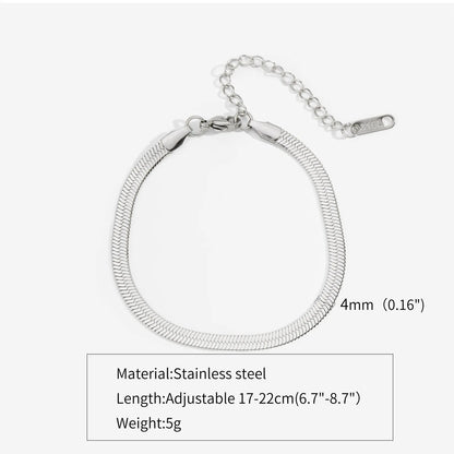 3mm Silver Color Stainless Steel Flat Chain Bracelet Simple Bracelet For Men Retro Jewelry Trendy Accessories Women Bracelet