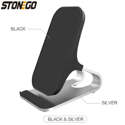 Wireless Charger Mount 10W 7.5W 5W Qi Fast Charging Pad Dual Coils Case Friendly Anti-Slip Rubber Type-C Input Phone Accessory