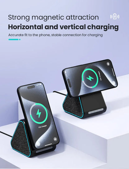 Wireless Charger Phone Holder Magnetic Wireless Charging Bluetooth Speaker Suitable For IPhone 16 15 Fast Charging