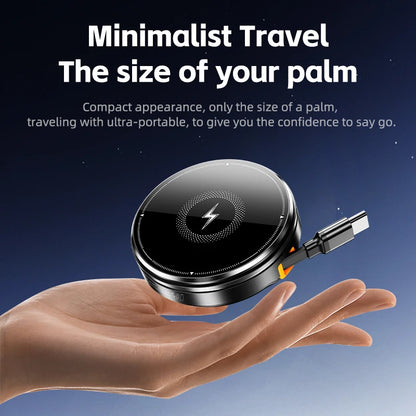 3-in-1 Wireless Charger Zinc Alloy Portable Wireless Charger Retractable Cable Magnetic Wireless Charger Wireless Charger Stand