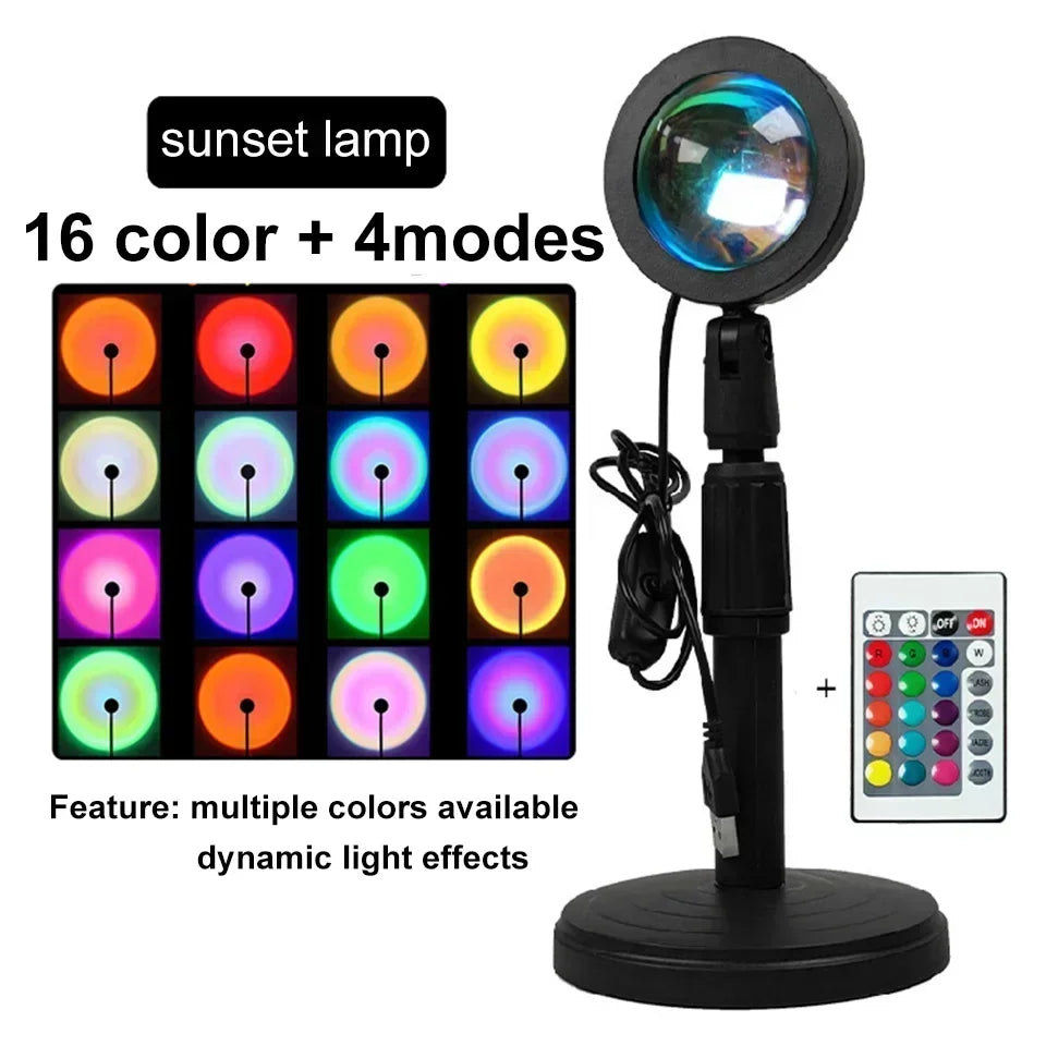 LED Sunset Lamp Nightlights USB Projector Birthday Party Decoration Mood Lights For Bedroom Living Room Wall Photography