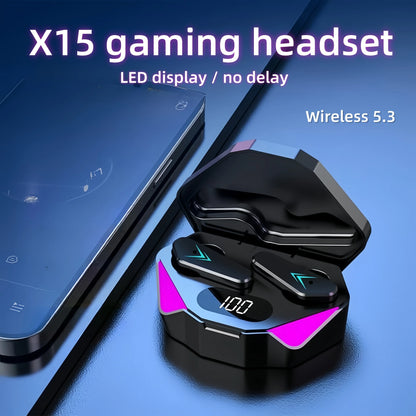 X15 TWS Wireless Bluetooth Headset LED Display Gamer Earbuds with Mic Wireless Headphones Noise Cancelling Bluetooth Earphones