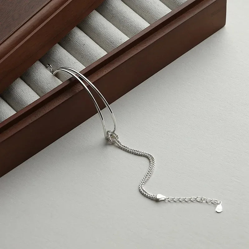 Elegant Minimalist Design Bracelet for Women Ladies Geometric Double Layered Knotted Lines Handmade Chain Jewelry Gifts