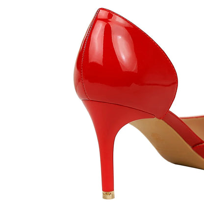 Women 7.5cm 10.5cm High Heels Yellow Pumps Office Stiletto Wedding Bridal Scarpins Short Heels Lady Hollow Party Shoes