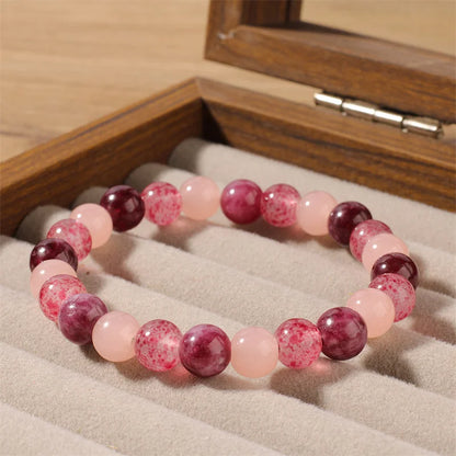 Cute autumn and winter jewellery pink garnet pink quartz strawberry quartz braclet for girlfriend gifts natural stone bracelets