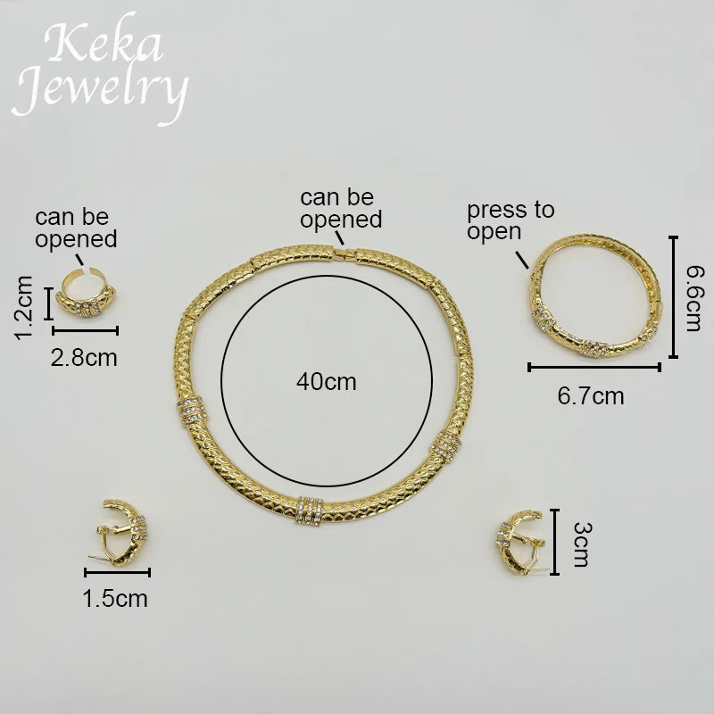 Luxury Italian 22k Jewelry Earrings Ring Fashion Women Accessories Copper Quality Dubai Classics Jewelry Set  Wedding Party Gift