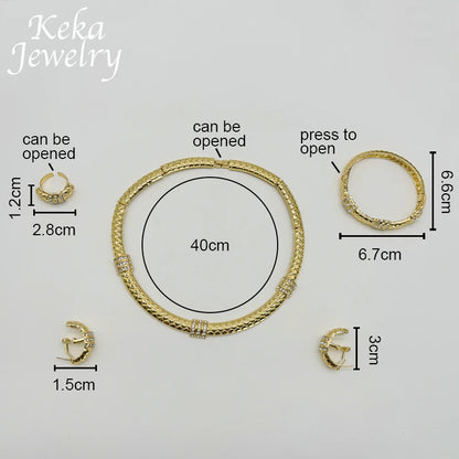 Luxury Italian 22k Jewelry Earrings Ring Fashion Women Accessories Copper Quality Dubai Classics Jewelry Set  Wedding Party Gift