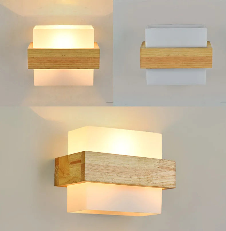 Modern Wood Lamp Led Wall Lamps Glass Light Mirror Washer Sconces Wall Light Fixtures Dressing  Living Room Dining Room Bedroom