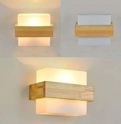 Modern Wood Lamp Led Wall Lamps Glass Light Mirror Washer Sconces Wall Light Fixtures Dressing  Living Room Dining Room Bedroom