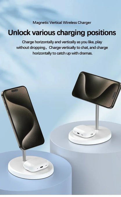 2-in-1 Wireless Fast Charger for iPhone 15/14/13/12 Pro Max & AirPods Pro – Upgraded Foldable Charging Dock