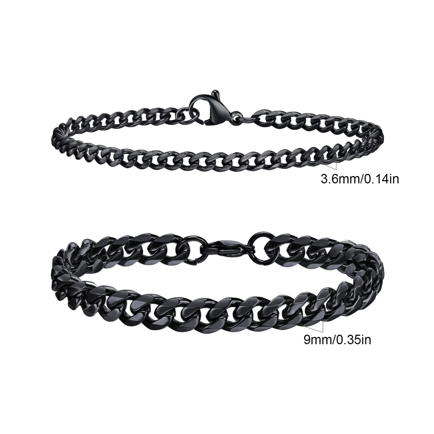2pcs Men's Chain Bracelets,Stainless Steel Silver Gold Black Color Twist Rope Chain Wristband,Trendy Cuban Link Chains Gift