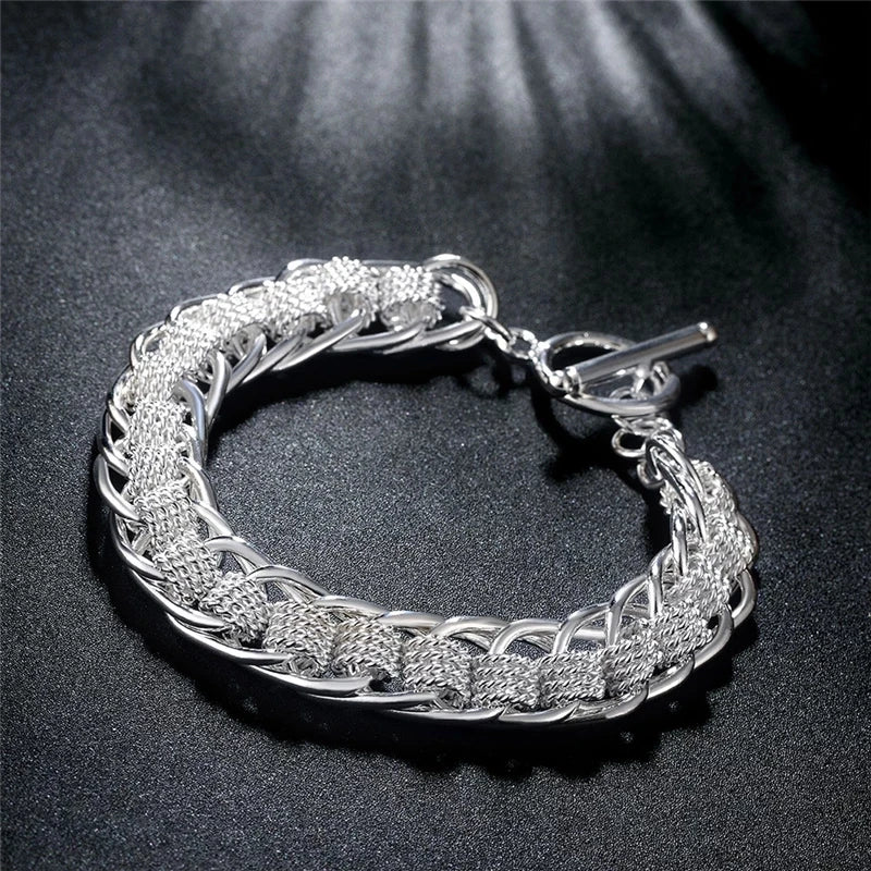 925 Silver gold exquisite 10mm chain men women Chain noble wedding bracelet fashion charm wedding birthday gift some style