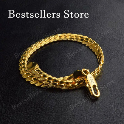 925 Sterling Silver, 18K Gold, 5mm Embossed Bracelet - Fashionable for Men and Women, Charming, Wedding Gifts and Jewelry