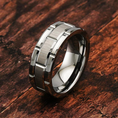 Fashion Men 8MM Stainless Steel Ring Black Color Brushed Double Groove Pattern Men's Wedding Ring Party Jewelry For Women Gift