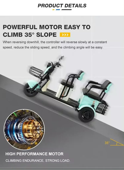 New Electric Tricycle Adult  Agricultural Double Row Electric Tricycle with 3 Wheel