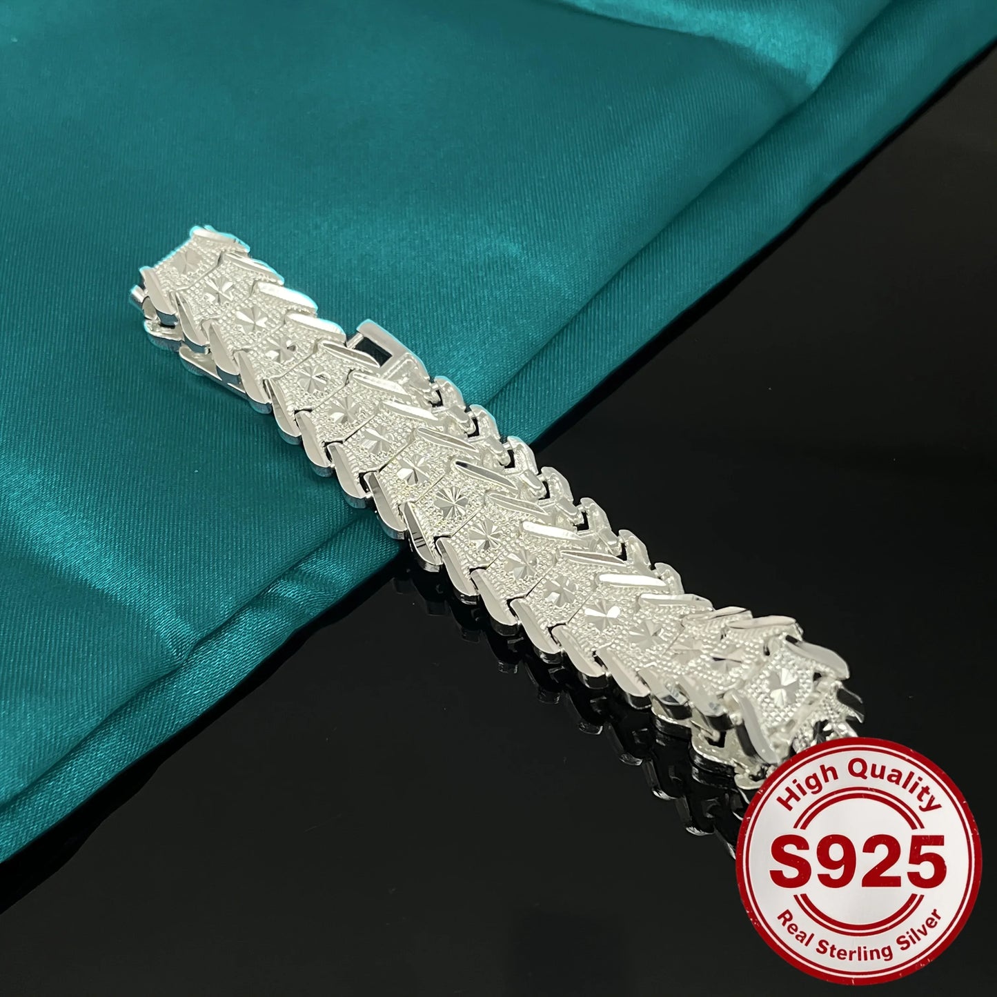 New Original 925 sterling silver pretty Wide Bracelet for Women fashion designer jewelry PARTY wedding accessories